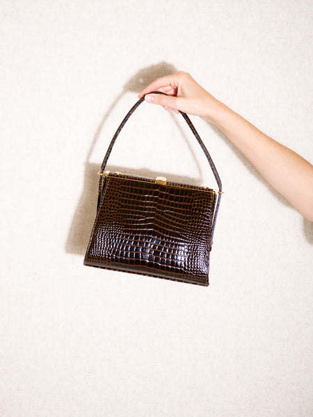 Dark brown vintage 1960s handbag