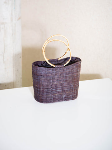 Small vintage aubergine-coloured woven bag