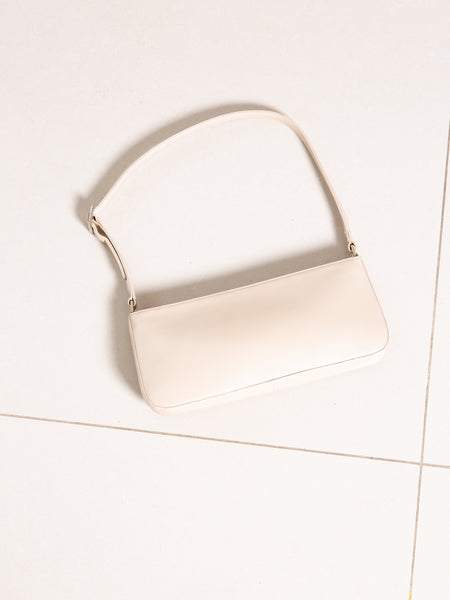 Vintage Y2K white leather shoulder bag by Beverly Feldman.