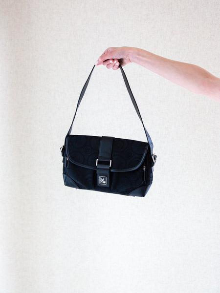 Designer vintage 1990s black shoulder bag by Kenzo