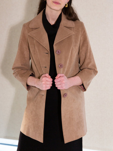 Vintage 1960s light brown faux-suede single-breasted jacket