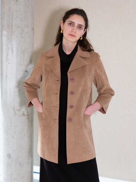 Vintage 1960s light brown faux-suede single-breasted jacket