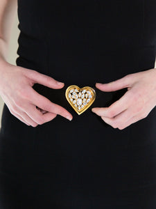 1980s black waist belt with heart-shaped buckle